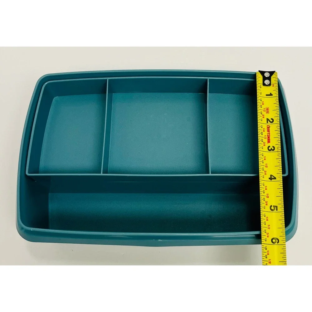 Vintage Tupperware TupperCraft Blue Stow & Go Snack Craft Container 767-2 w Lid